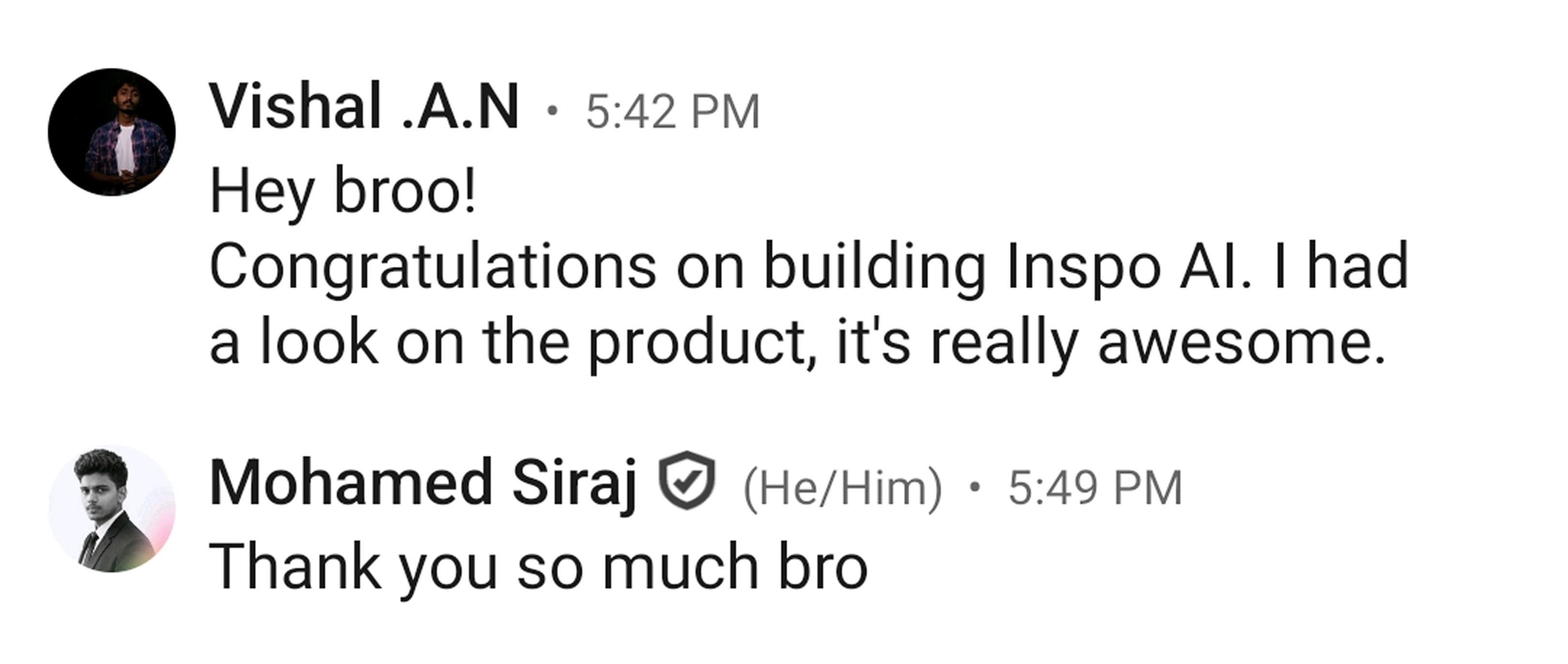 User testimonial